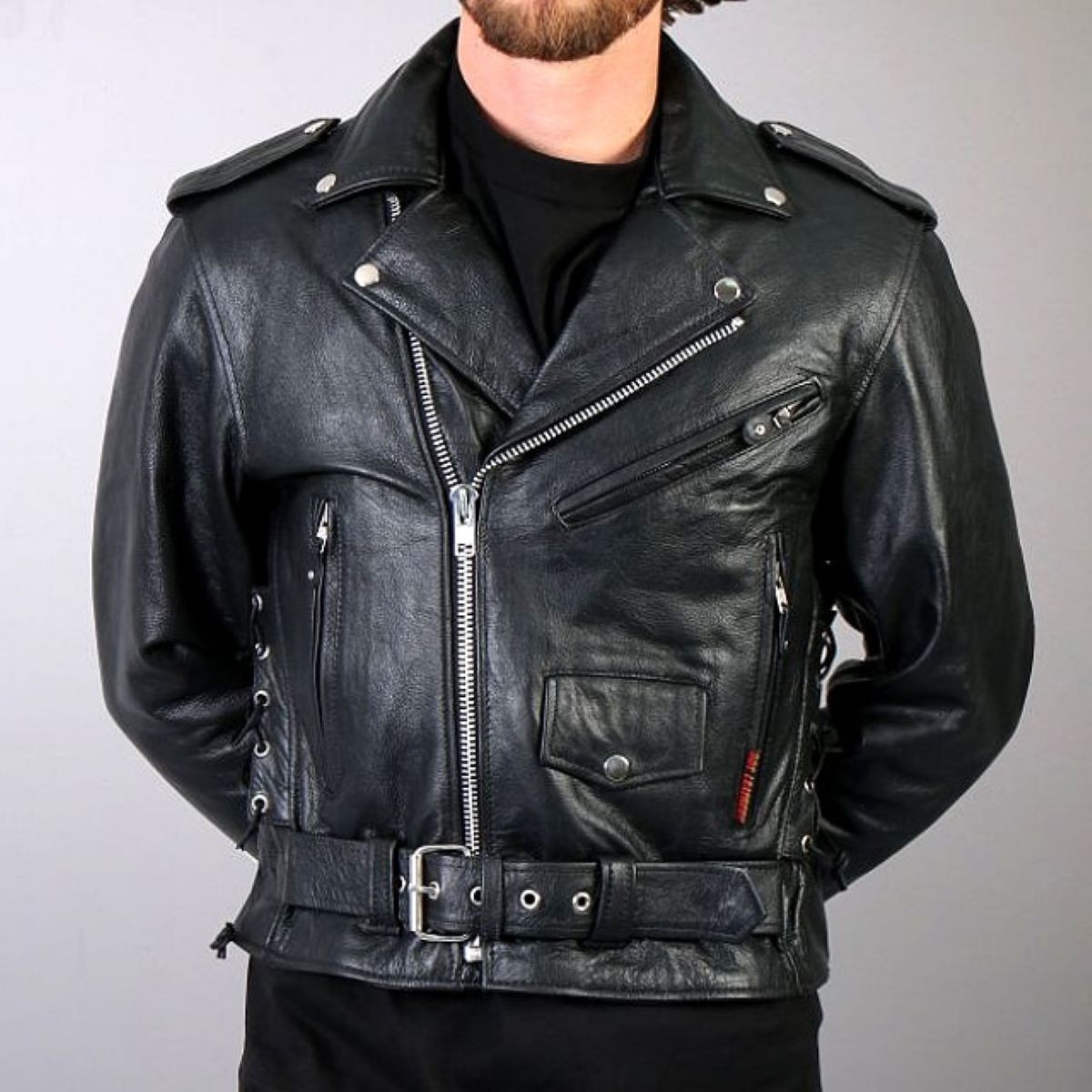 送料無料!】ホットレザー 本革 メンズ クラシック モーターサイクル