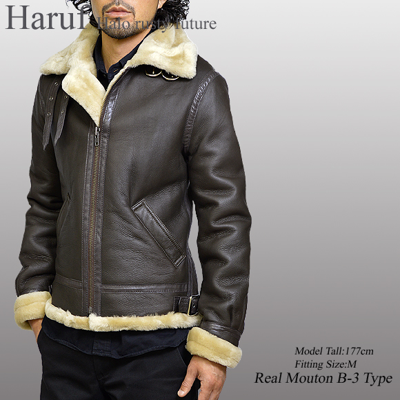 Haruf（ハルフ） ムートンジャケット レザージャケット B3 メンズ 本革