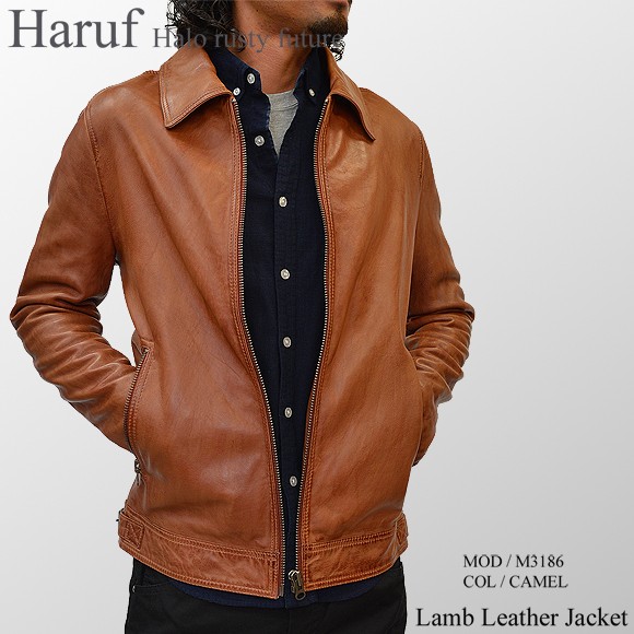 Haruf（ハルフ） 本革 レザージャケット メンズ 衿付き 革ジャン