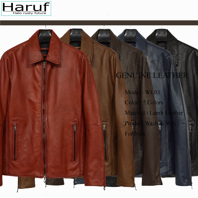Haruf（ハルフ） 革ジャン レザージャケット メンズ 本革 衿付き