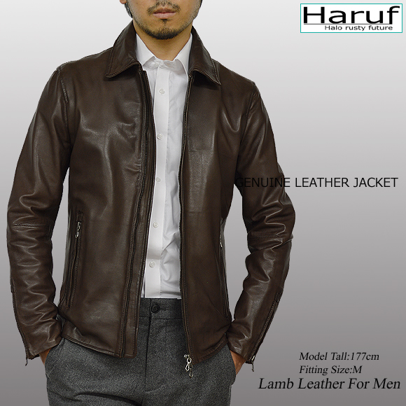 Haruf（ハルフ） 革ジャン レザージャケット メンズ 本革 衿付き