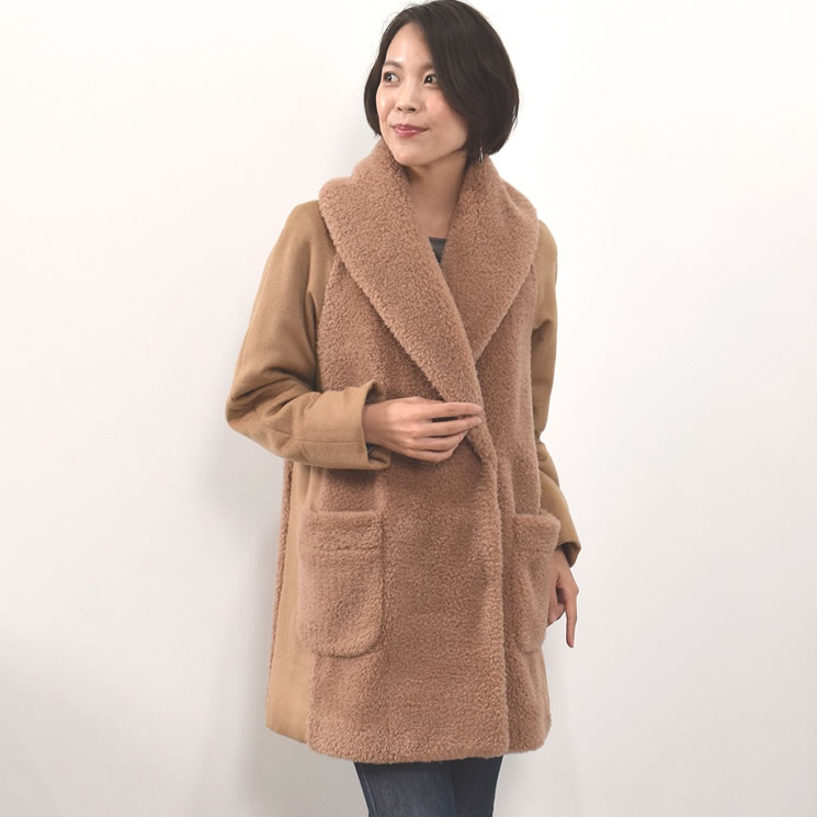 Merfirge 爆買 ウール 100% ボア ショール カラー コートカシミヤ混