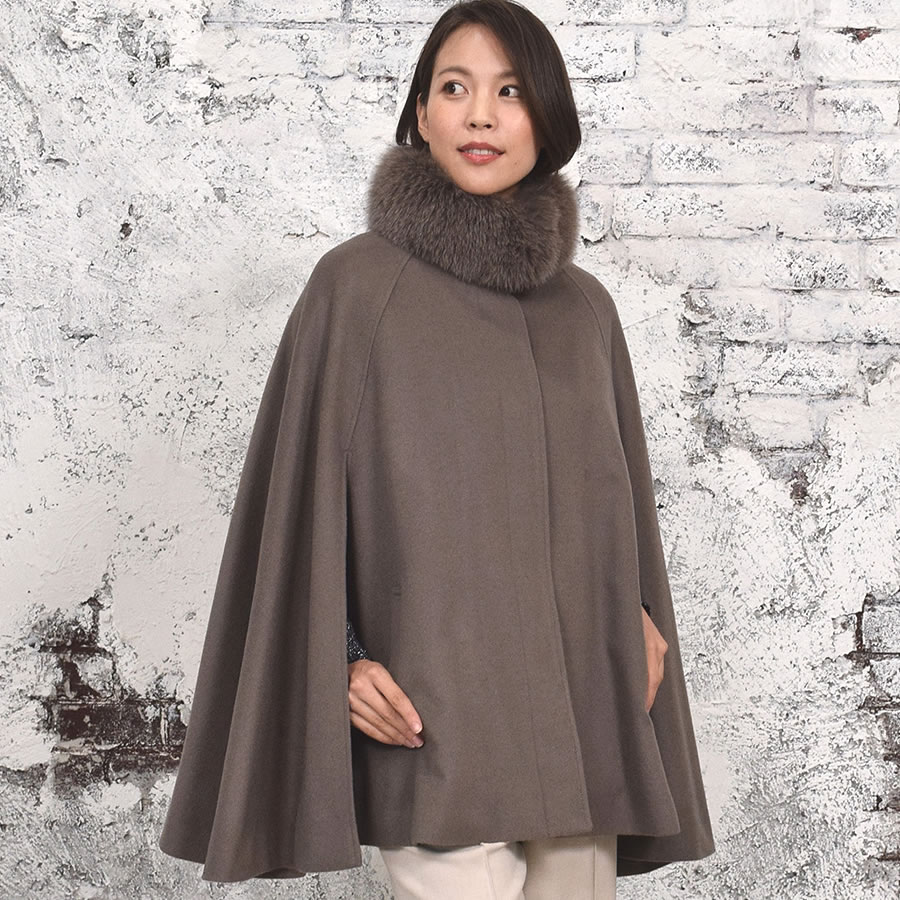 Merfirge 爆買 ポンチョ ケープ カシミヤ ウール SAGA フォックス