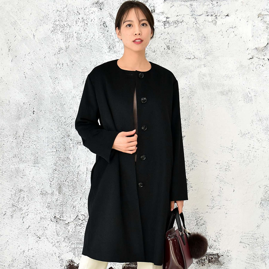 Merfirge 爆買 コート レディース ノーカラーコート カシミヤ ウール混