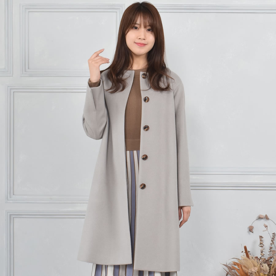 Merfirge 爆買 コート レディース ノーカラーコート カシミヤ ウール混