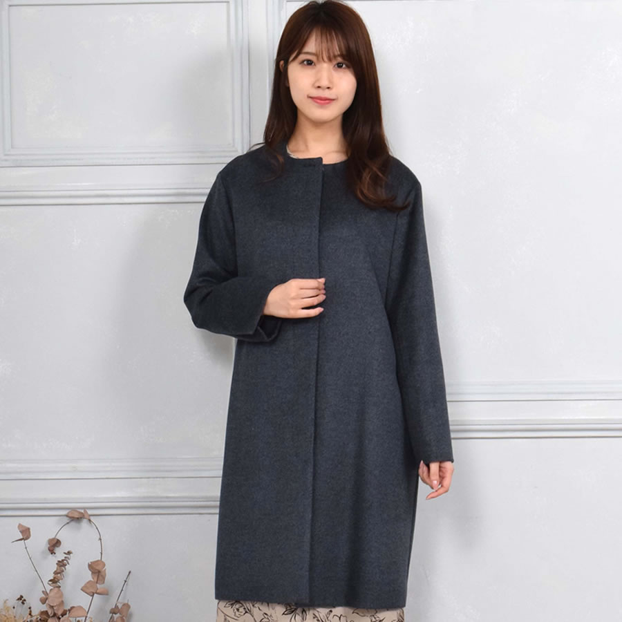 Merfirge 爆買 コート レディース ノーカラーコート カシミヤ ウール混