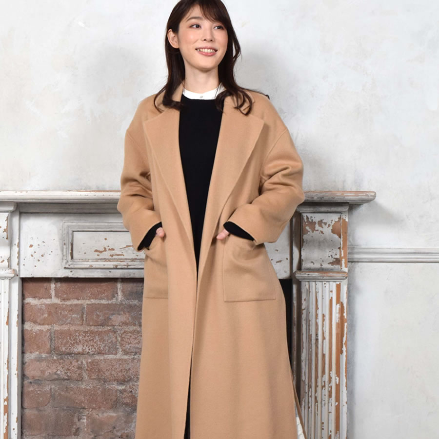 Merfirge 爆買 チェスターコート カシミヤ ウール混 ダブルフェイス