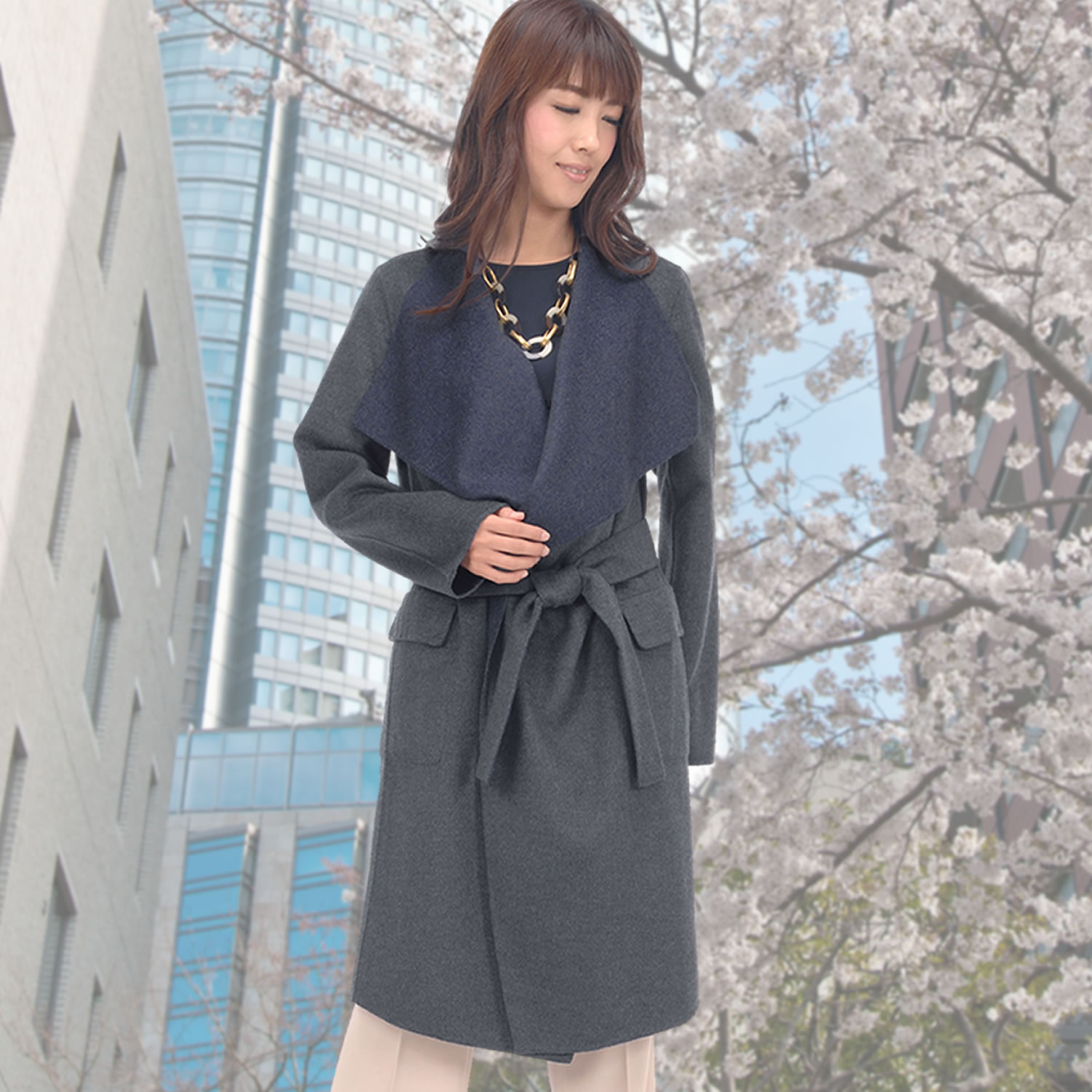 爆買 リバーシブルコート カシミヤ カシミア 混紡 ダブルフェイス