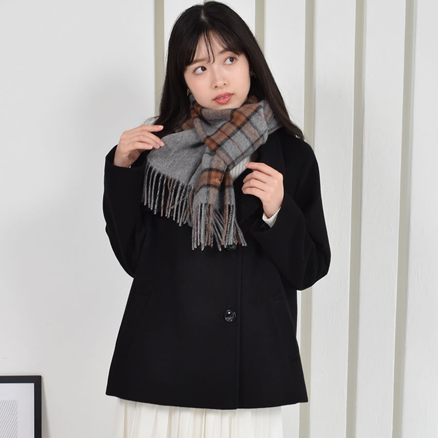 Merfirge 爆買 【名入れ刺繍可】カシミヤ混ウールマフラー 両面