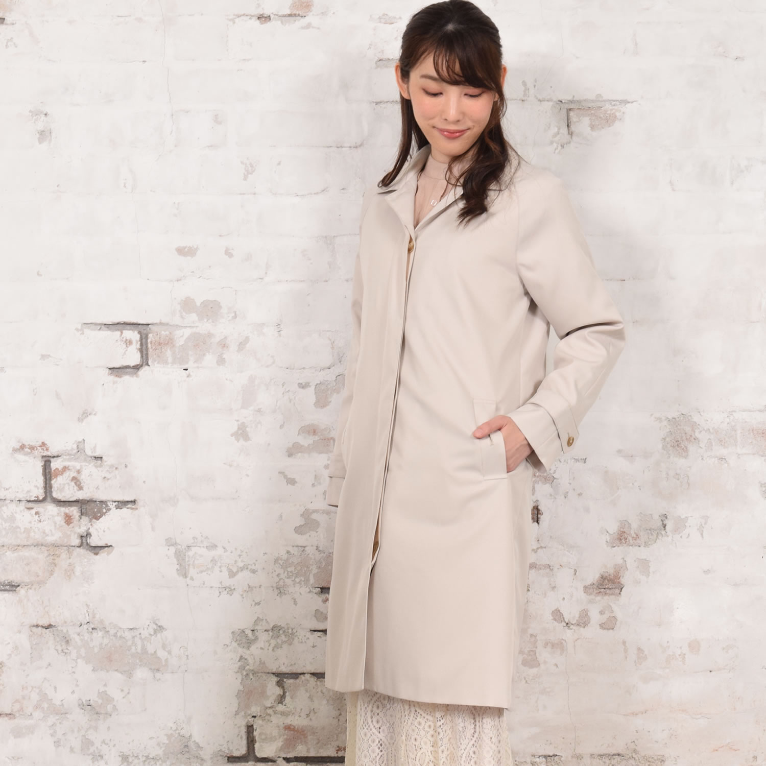 Merfirge 爆買 ステンカラーコート 蓄熱 ライナー付 クラシック