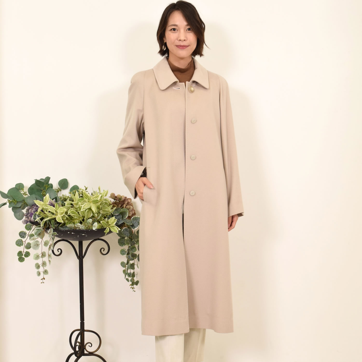 爆買 ステンカラーコート イタリア最高素材 カシミヤ カシミア 100