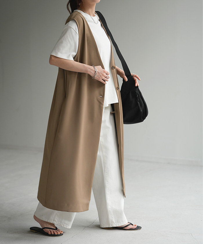 HUG.U（ハグユー） ベスト レディース ジレ トップス ロングベスト 前