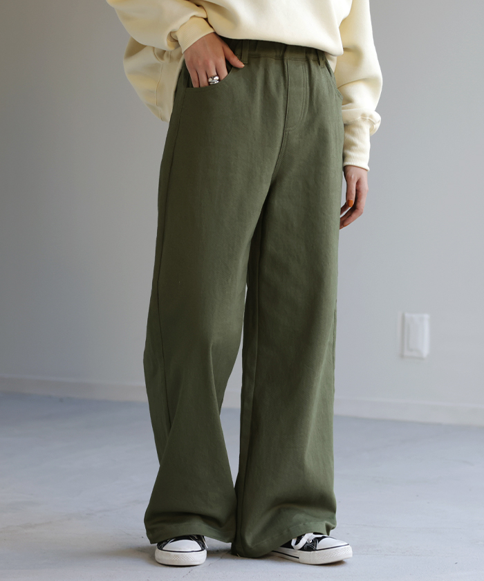 HUG.U（ハグユー） パンツ レディース 微起毛 ワイド 大きいサイズ