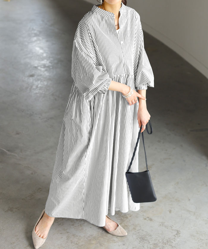 HUG.U（ハグユー） ワンピース シャツ 大判 ストライプ シャツ