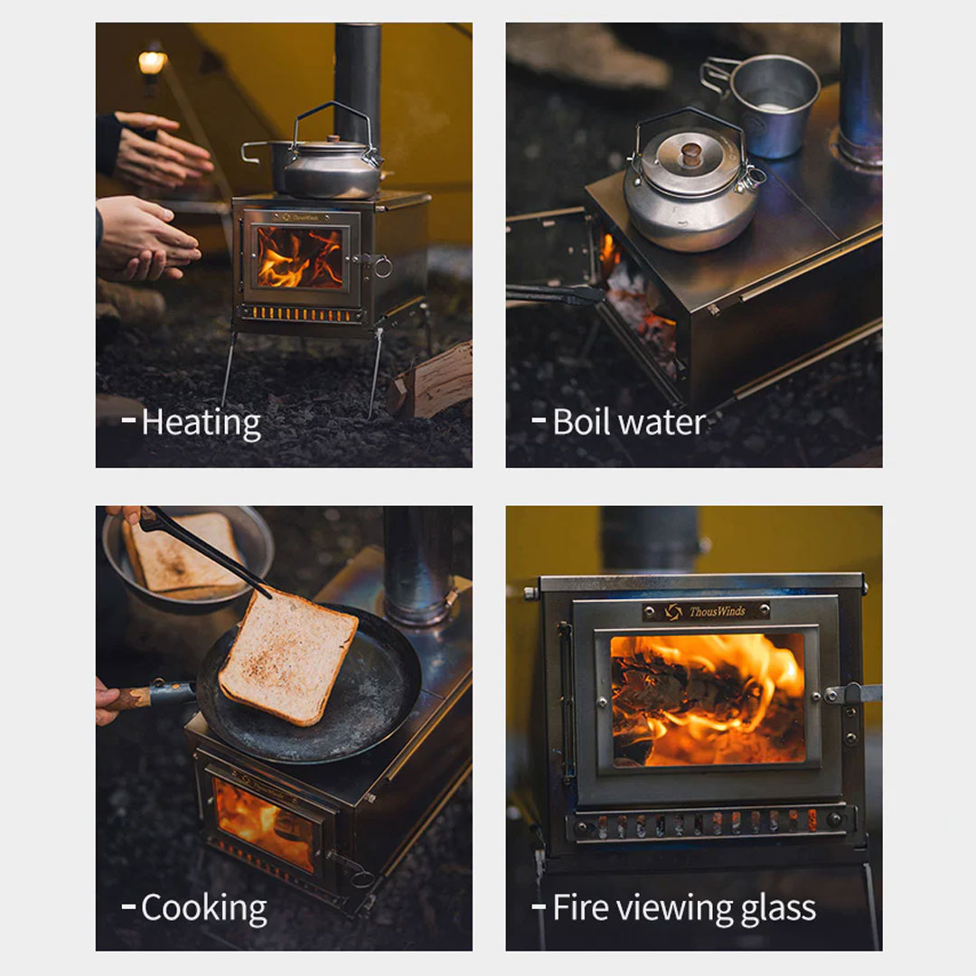 ThousWinds 薪ストーブ キャンプ 煙突 焚き火台 チタンウッドストーブ