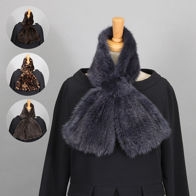 ミンク 編み込み ファー マフラー リボンデザイン 爆買 : エルベート