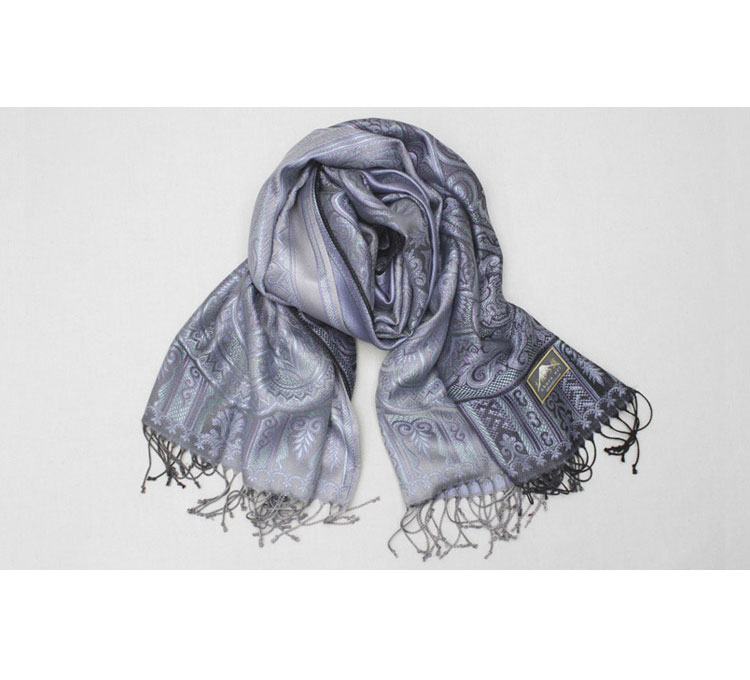 ストール シルク100% 日本製 おぼろ織り ペイズリー柄 大判 レディース