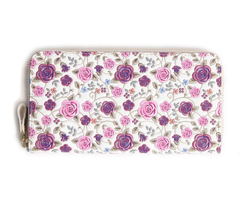 長財布 財布 ラウンドファスナー 薔薇 ばら バラ 柄 サイフ ラウンド