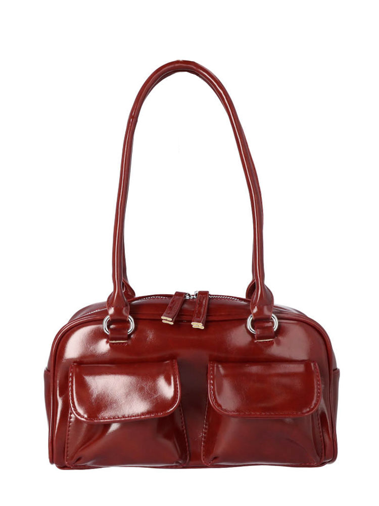 ミニバッグ 2ポケットデザイン ボストンバッグ 1108 ハンドバッグ