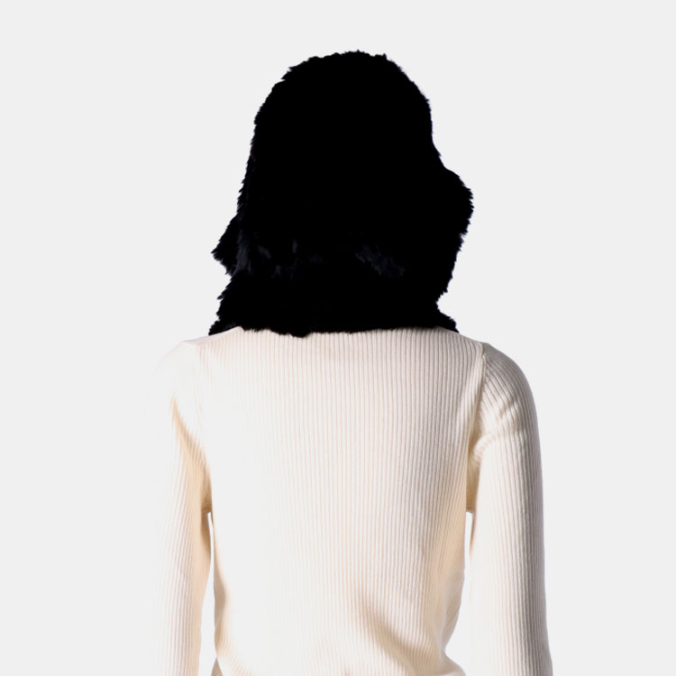 ラビット ファー スヌード フード付き 3WAY マフラー リアルファー