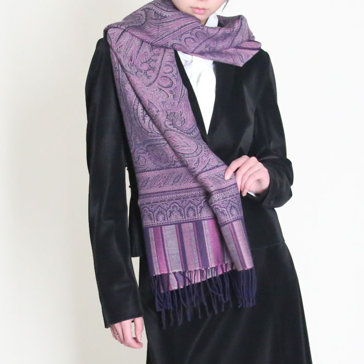 ストール シルク 日本製 ジャガード 大判ストール ウール ショール