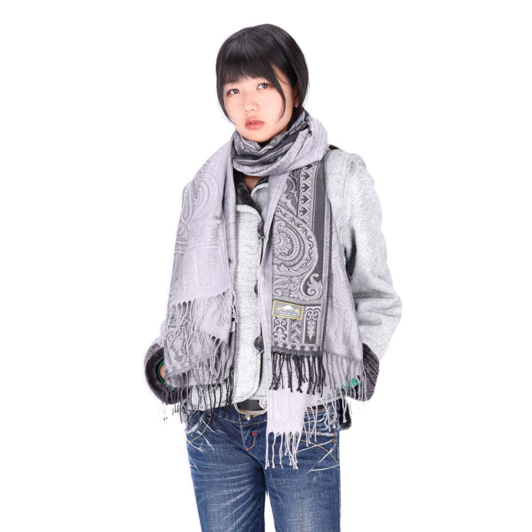 ストール シルク100% 日本製 おぼろ織り ペイズリー柄 大判 レディース