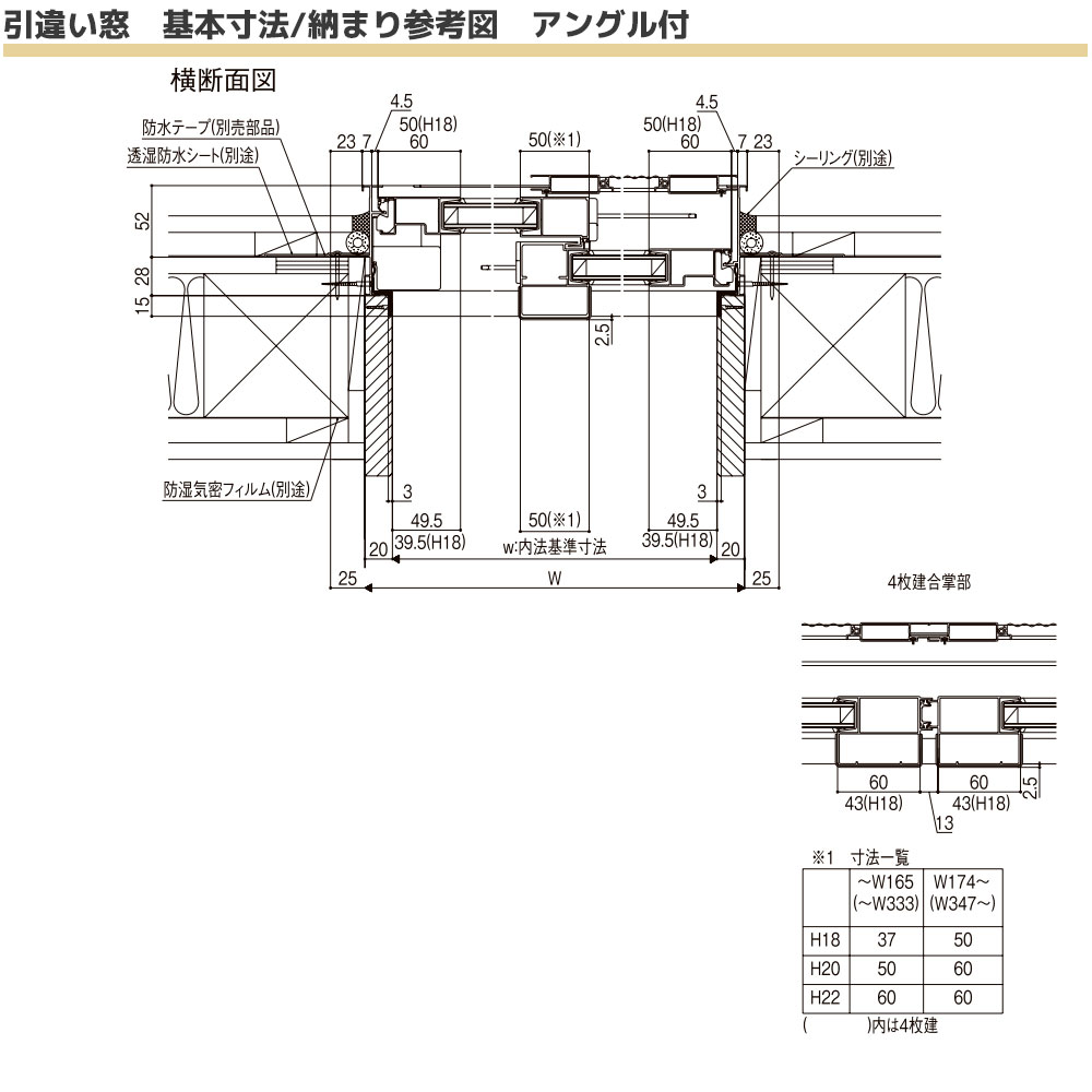 LIXIL（リクシル） セレクトサッシSG 引違い窓 4枚建 半外付型：[幅
