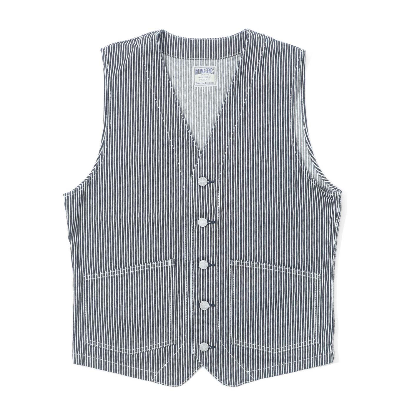 児島ジーンズ 13oz デニム＆ヒッコリー ベスト 【 児島ジーンズ