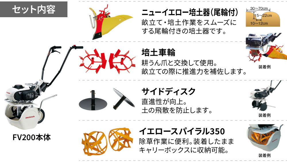 ホンダ（HONDA） 耕運機 ガス式 ピアンタ FV200 家庭菜園スタート5点