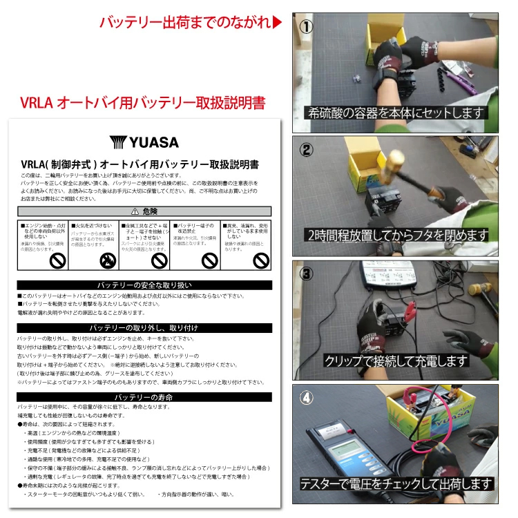 2年保証付 Z400FX ユアサバッテリー 12N12A-4A-1 バッテリー 液別開放