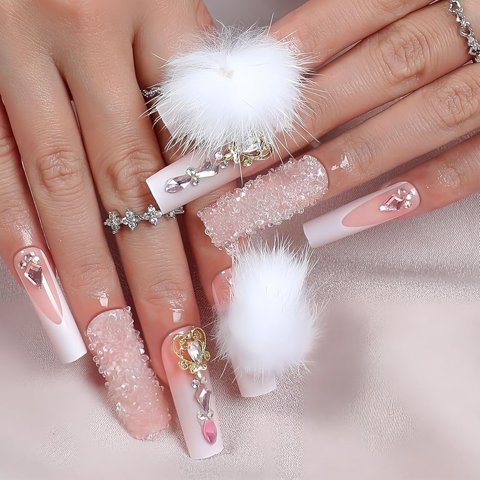 ネイルチップ ギャル 子供 ロング 付け爪 長い 地雷系 明日届く 黒