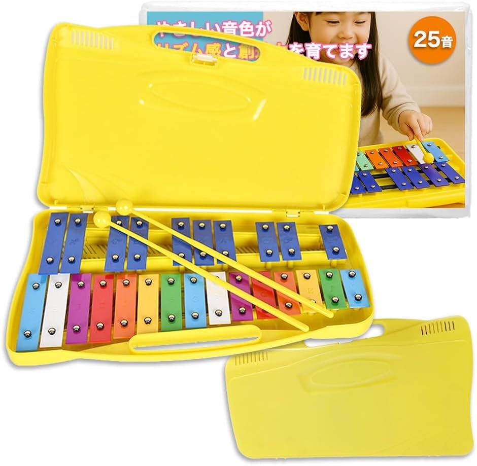 鉄琴 グロッケン メタロフォン 子供用 打楽器 25音 マレット ケース