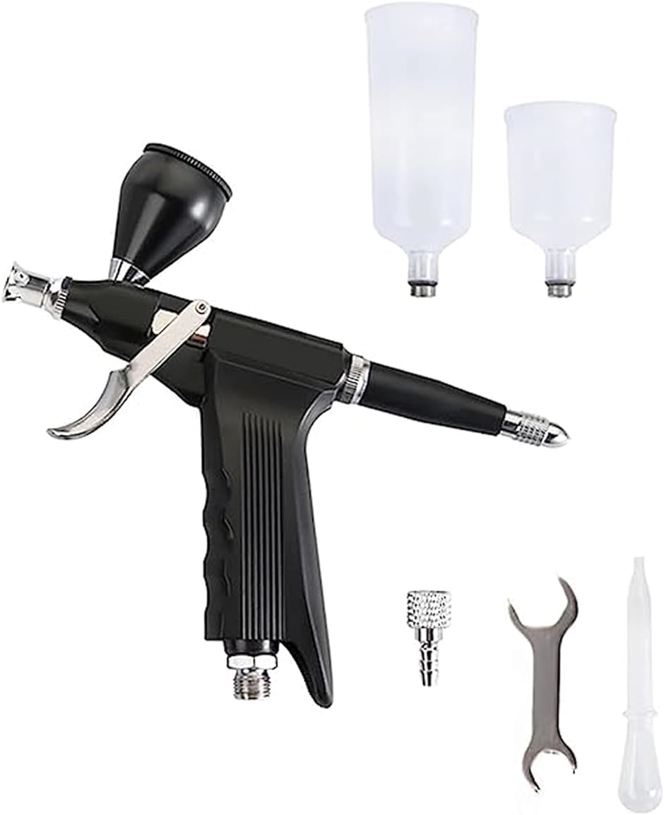 エアブラシ ハンドピース 塗料 エアーブラシ トリガー プラモデル( 黒