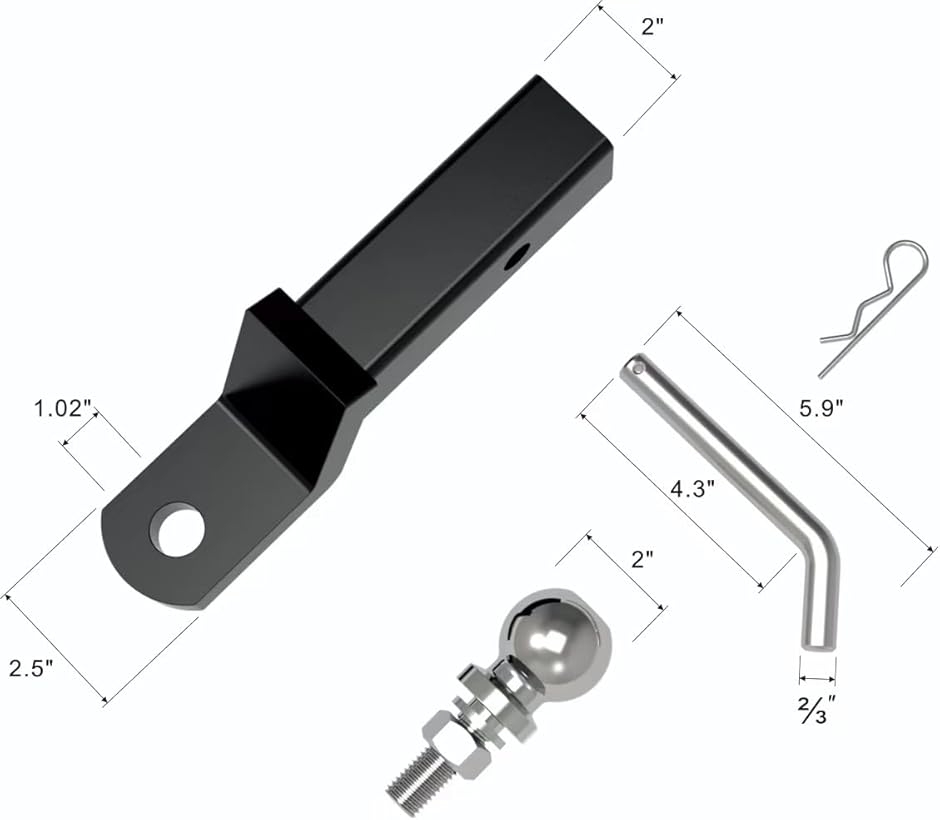 高耐久スチール製トレーラーヒッチセット 牽引ヒッチ＆ボールマウント