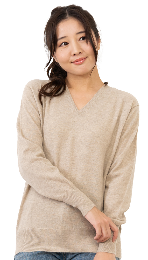 送料無料】【カシミヤ100％試験鑑定証明済】レディース Vネック