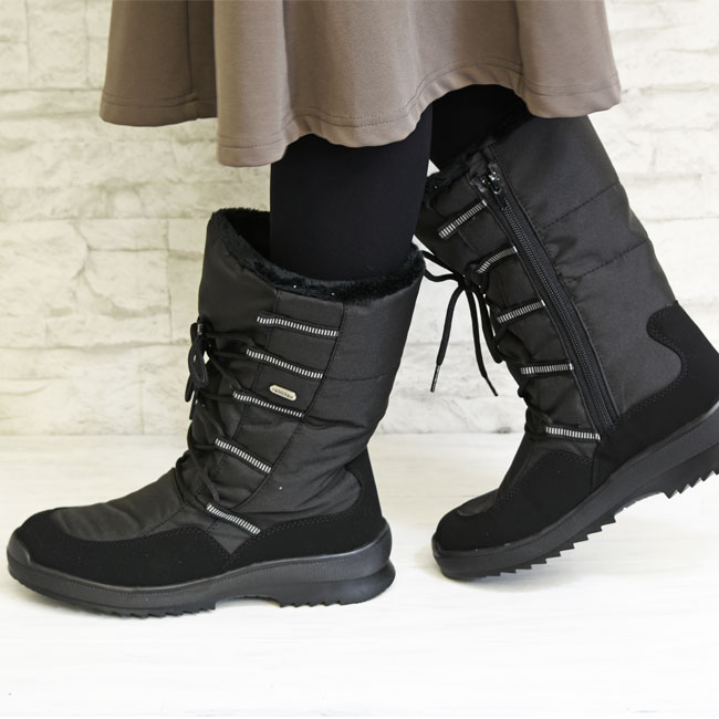 ブーツ レディース 厚底 ブラック 黒 スノーブーツ ボアブーツ rain