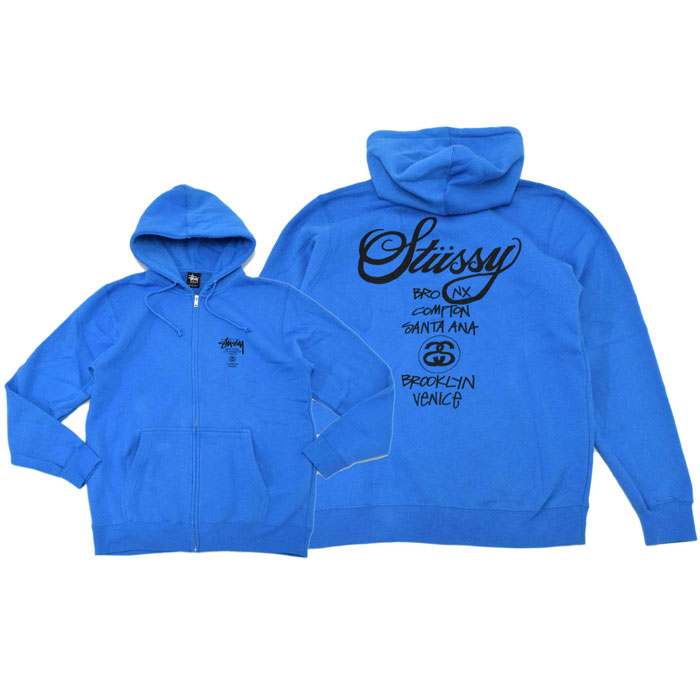 STUSSY（ステューシー） パーカー ジップアップ World Tour ( stussy