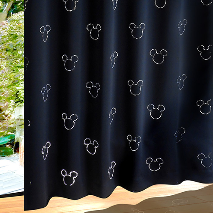 ミッキー カーテン 遮光1級 遮光2級 100×200cm 2枚組 洗える