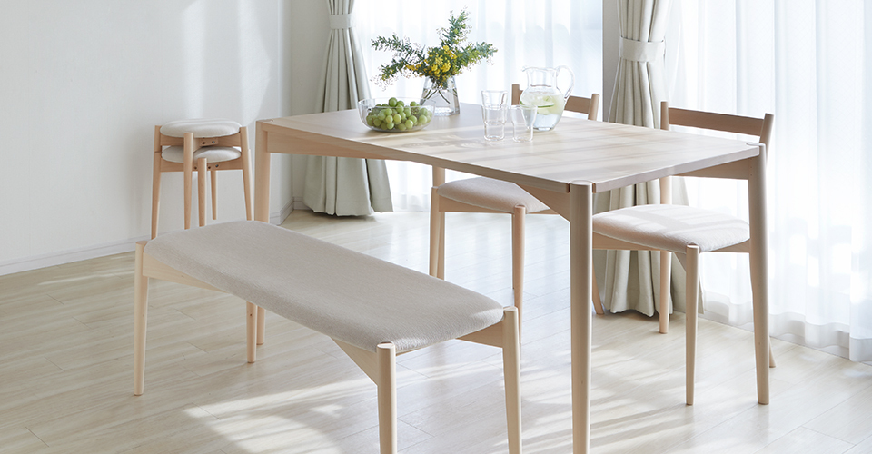 大塚家具 秋田木工 ダイニングテーブル 幅135cm リュッケ ブナ材白木