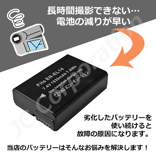 モバイルバッテリーのUSB出力でも充電可能 USB充電器セット ニコン