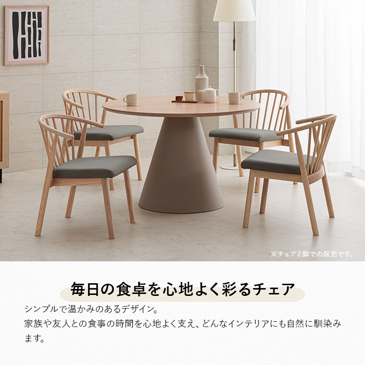 ダイニングチェア 2脚セット 完成品 北欧風 モダン 椅子 木製 アッシュ