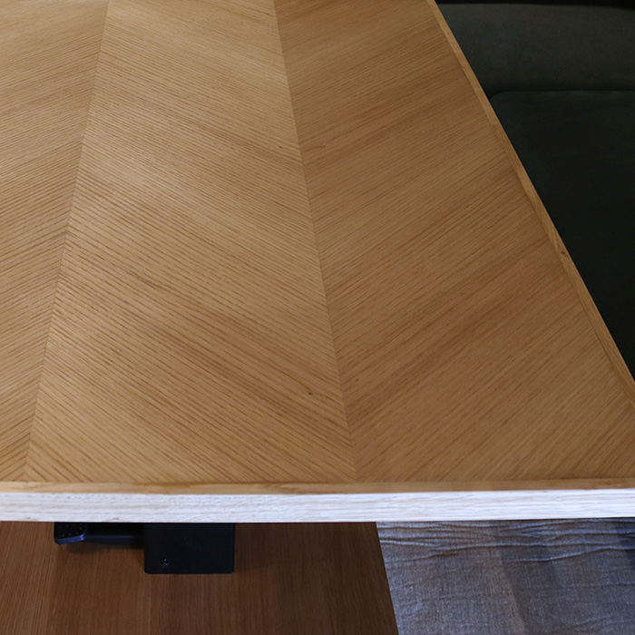 昇降式テーブル おしゃれ リビング リフティングテーブル ヘリンボーン