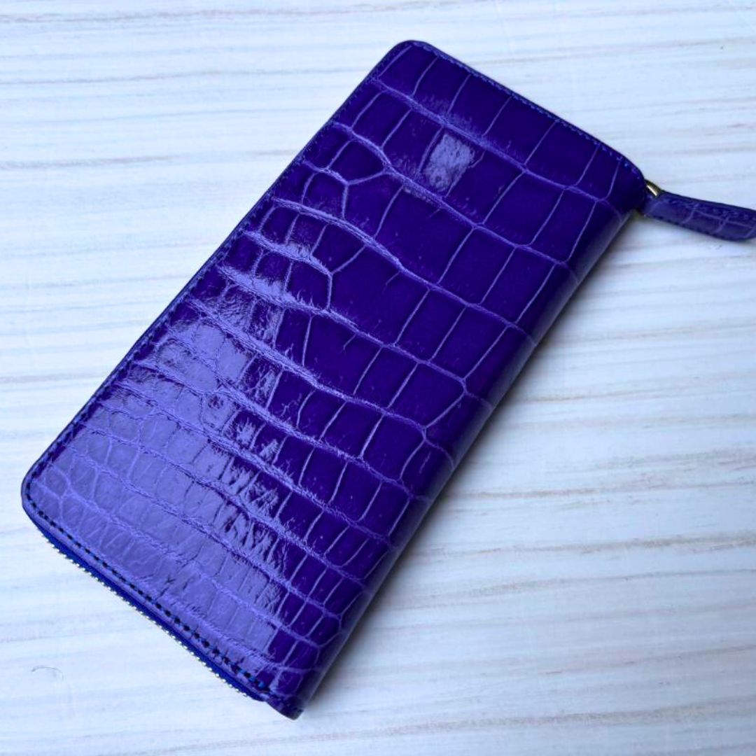 クロコダイル 財布 パープル ラベンダー No505 シャイニングクロコ