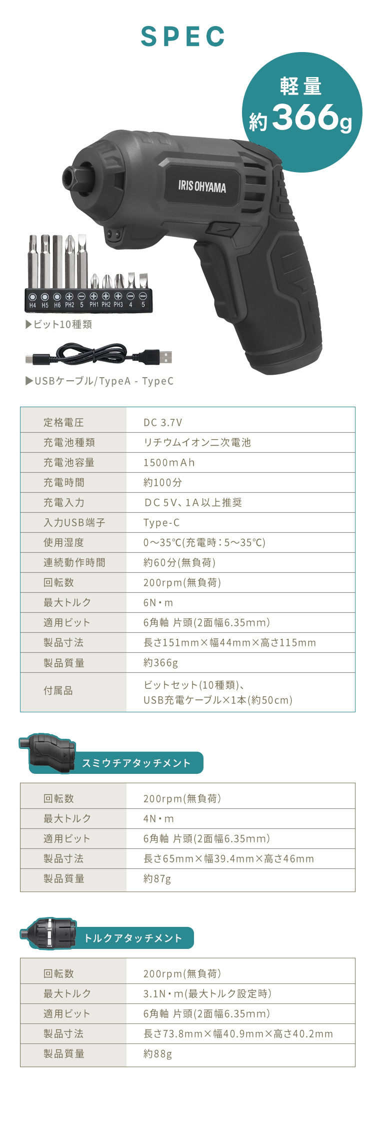 IRIS OHYAMA（アイリスオーヤマ） 電動ドライバー 小型 充電式 軽量