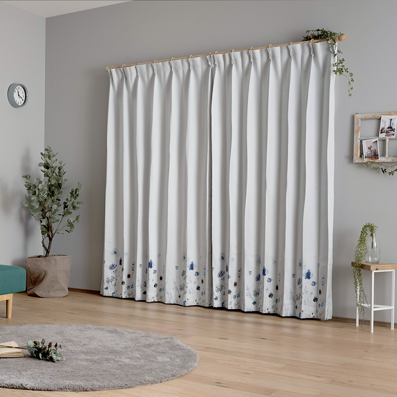 友安製作所 カーテン 遮光2級 花柄 おしゃれ 既製サイズ 幅100cm 丈は