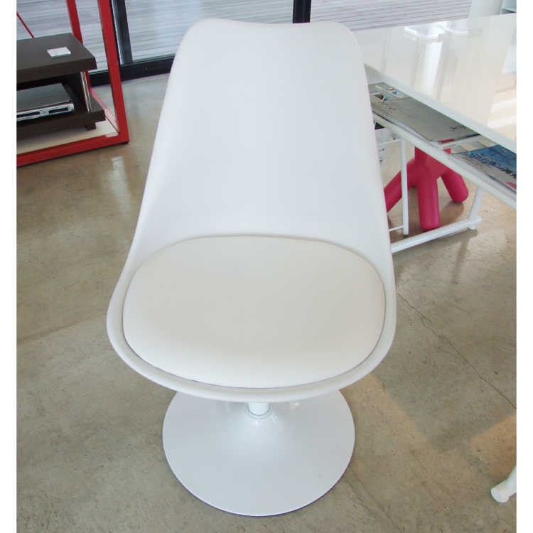 ダイニングチェア 昇降 高さ調節 白 ホワイト 360度回転 ガス圧昇降式