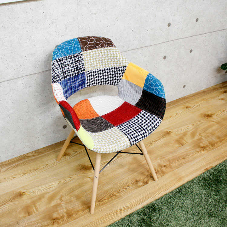 パッチワーク チェア ダイニングチェア 椅子 おしゃれ カラフル 布