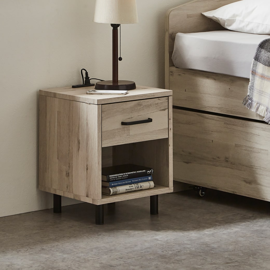 ナイトテーブル サイドテーブル コンセント スライドレール引き出し