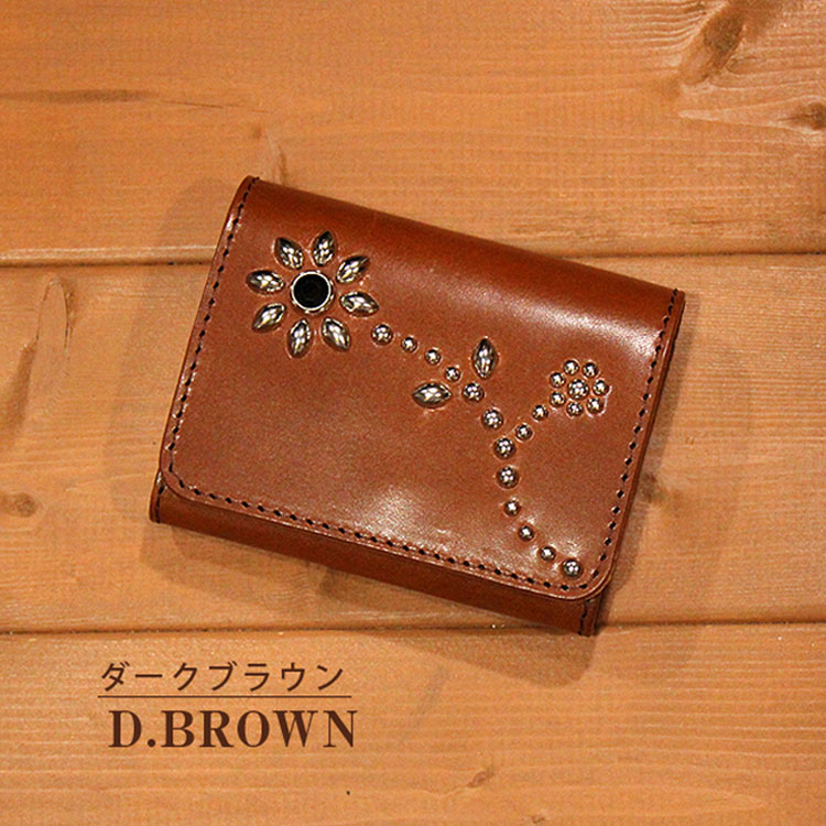 日本製 栃木レザー フラワースタッズ 財布 ウォレット USAスタッズ