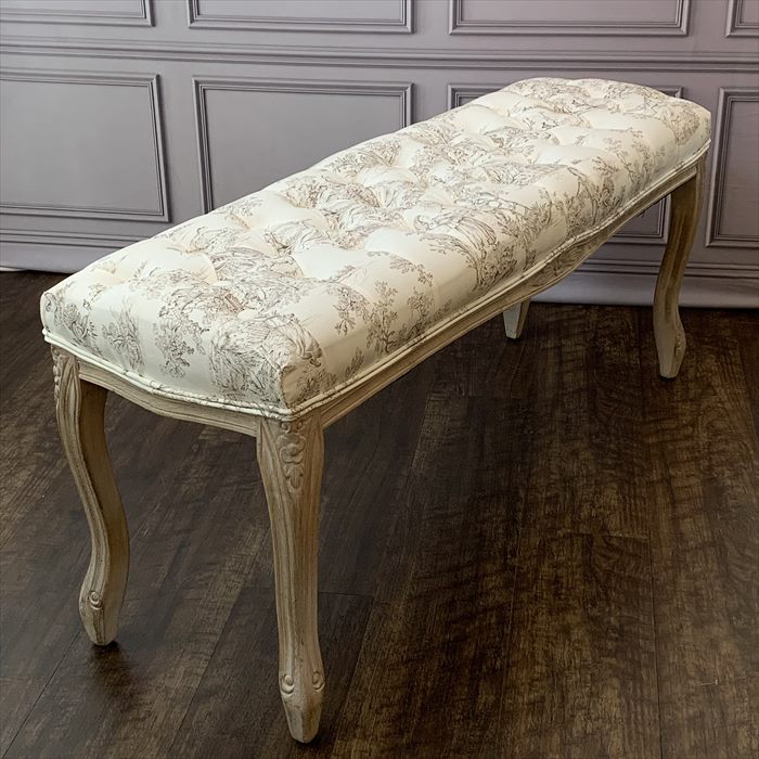 ベンチスツール スツール 横長 木製 トワルドジュイ フランス生地